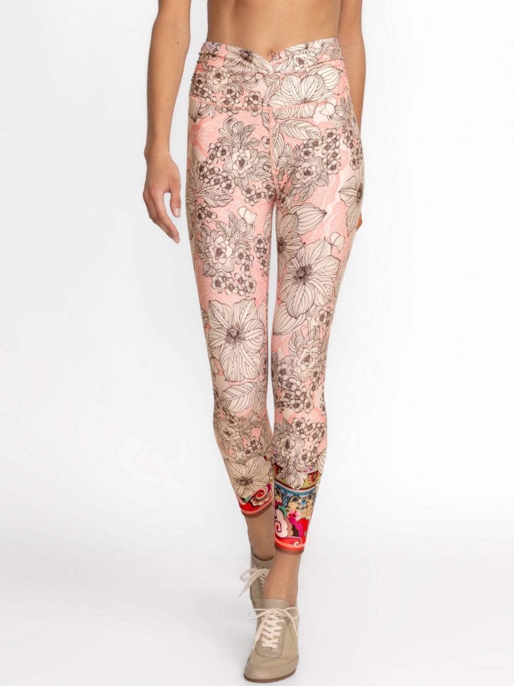 Johnny Was Modey Pink Floral Paisley Leggings XXL Womens High Rise Crop Yoga